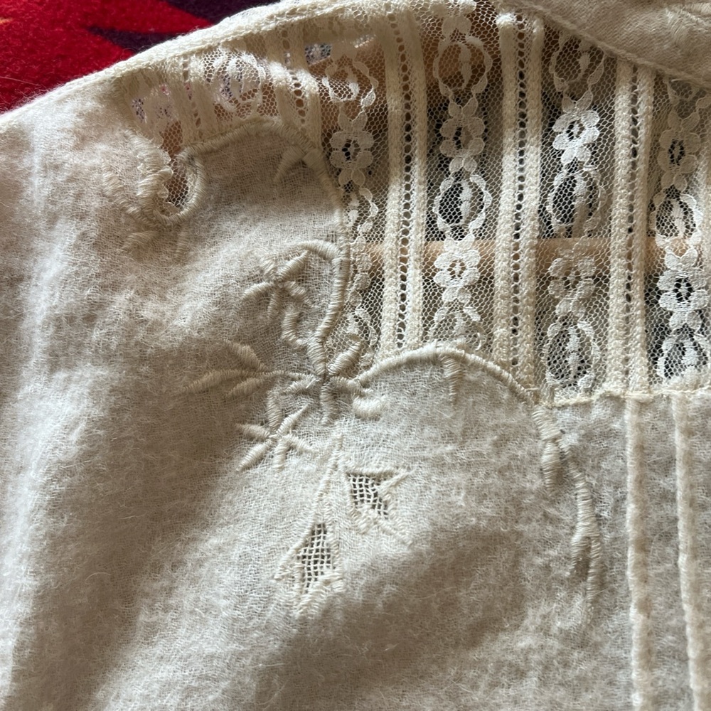 Free people lace Victorian wool blouse size medium - Picture 3 of 9